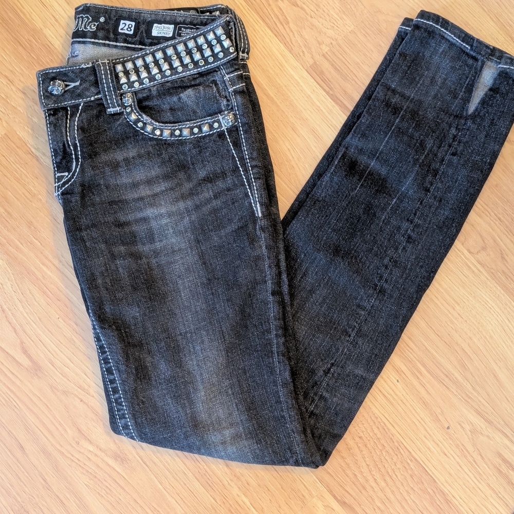 Miss Me Women's Dark Studded Skinny Jeans - Picture 2 of 4